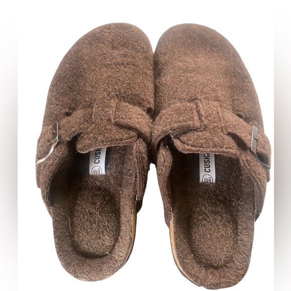 Cushionaire Shoes - Cushionaire Brown Wool Clogs with Buckle